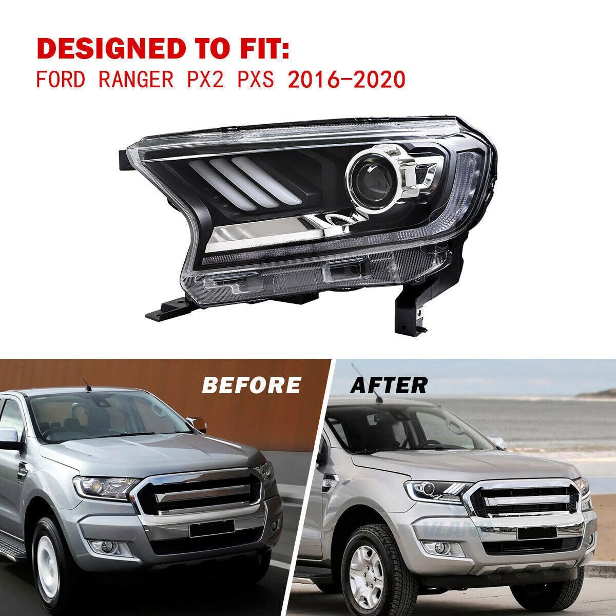 thumbnail image 2 of VLAND For 2016-2021 Ford Ranger Projector FULL LED Headlights 2 of 14