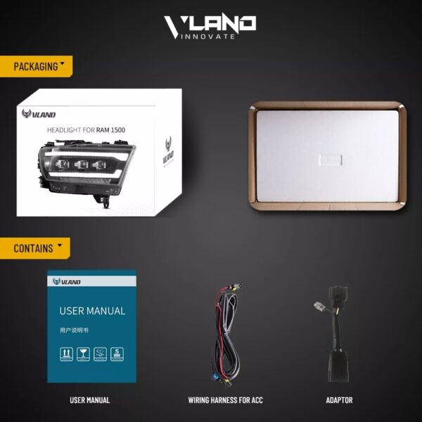 VLAND LED Headlights For Dodge RAM 1500 2019 - 2024 - Image 2