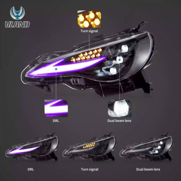 VLAND 3Projector Headlights For 2012-20 Toyota 86 Subaru BRZ W/RGB DRL - Image 6