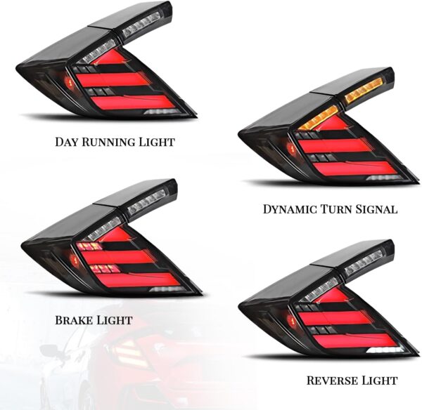 Tail lights for Honda Civic 10Th Gen Hatchback Type R FK7 FK8 2016-2021 Tail Lamp With Sequential Signal, DRL Start UP Animation - Image 6