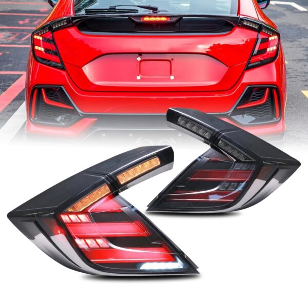 Tail lights for Honda Civic 10Th Gen Hatchback Type R FK7 FK8 2016-2021 Tail Lamp With Sequential Signal, DRL Start UP Animation