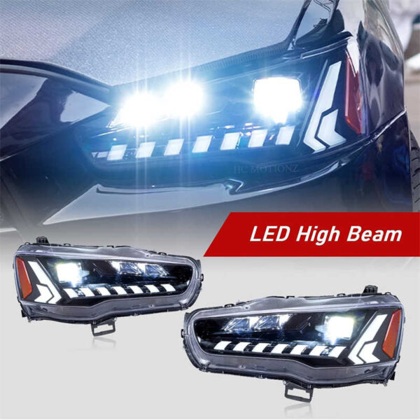 Headlights Assembly Fit for Mitsubishi Lancer & EVO X 2008 - 2020 With LED DRL Start UP Animation LED Sequential Turn Signal (Clear) - Image 10