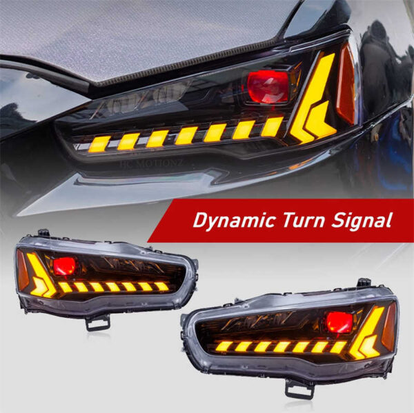 Headlights Assembly Fit for Mitsubishi Lancer & EVO X 2008 - 2020 With LED DRL Start UP Animation LED Sequential Turn Signal (Clear) - Image 7