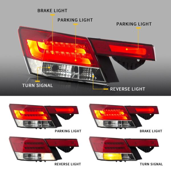 VLAND 08-12 Honda Accord Sedan 8th Gen Tail Lights - Image 7