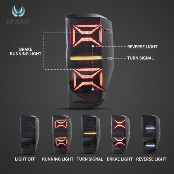 VLAND Tail Lights LED For Ford Ranger PX MKII Base XL 2012-2018 With Sequential - Image 11