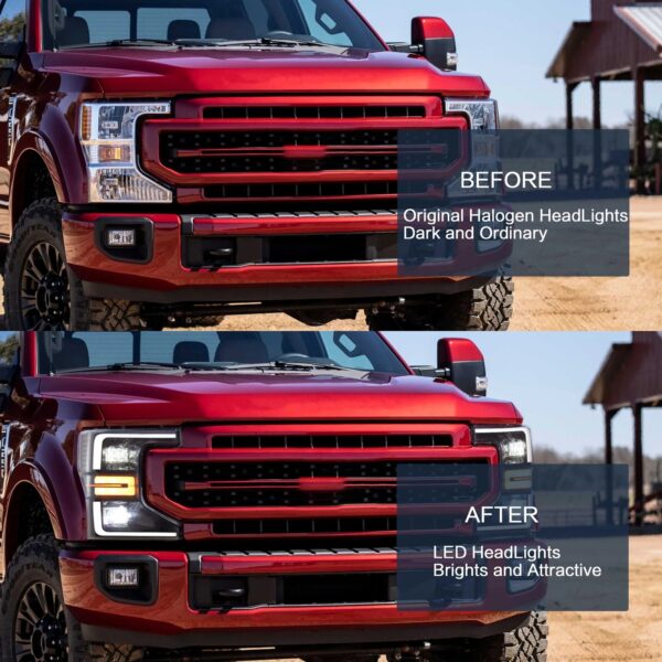 VLAND Headlights for 2020-2022 Ford F250 F350 F450 F550 Super Duty Halogen To LED - Image 4