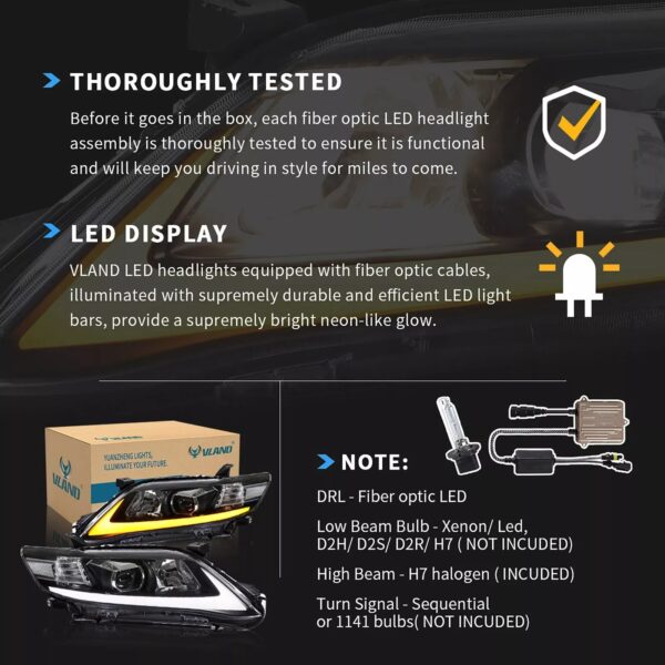 VLAND LED Projector Headlights For 2010-2011 TOYOTA CAMRY - Image 9