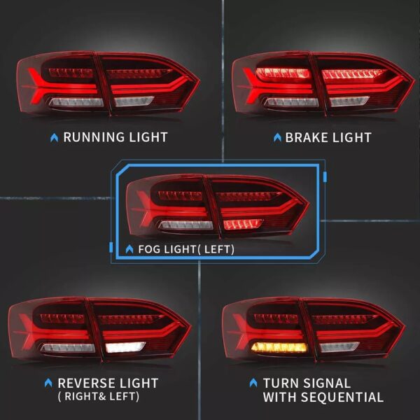 VLAND 2011-2014 Volkswagen Jetta MK6 Tail Lights With LED Sequential - Image 3