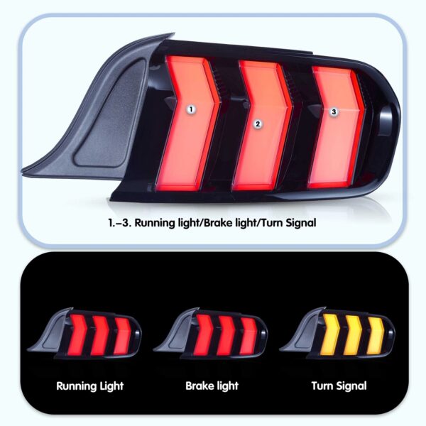 VLAND Tail Lights 2015-2023 Ford Mustang S550 Upgrade W/5 Modes LED Turn Signals - Image 15