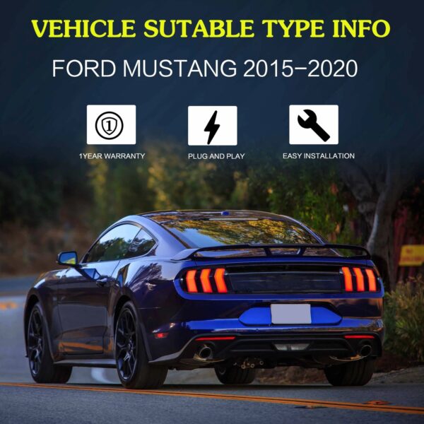 VLAND Tail Lights 2015-2023 Ford Mustang S550 Upgrade W/5 Modes LED Turn Signals - Image 9