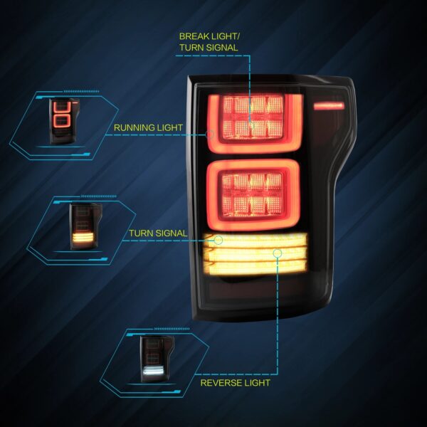VLAND Tail Lights for Ford F150 15-20 13th Gen (P552) With Sequential Turn Signal - Image 4