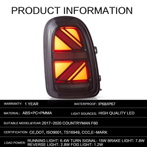 VLAND Tail Lights For 2017-2020 MINI Cooper Countryman F60 - Image 16
