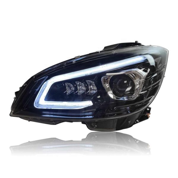 Headlights for Mercedes Benz C Class W204 Plug and Play Halogen Upgrade 08-11 GT Style Front Lamp - Image 4