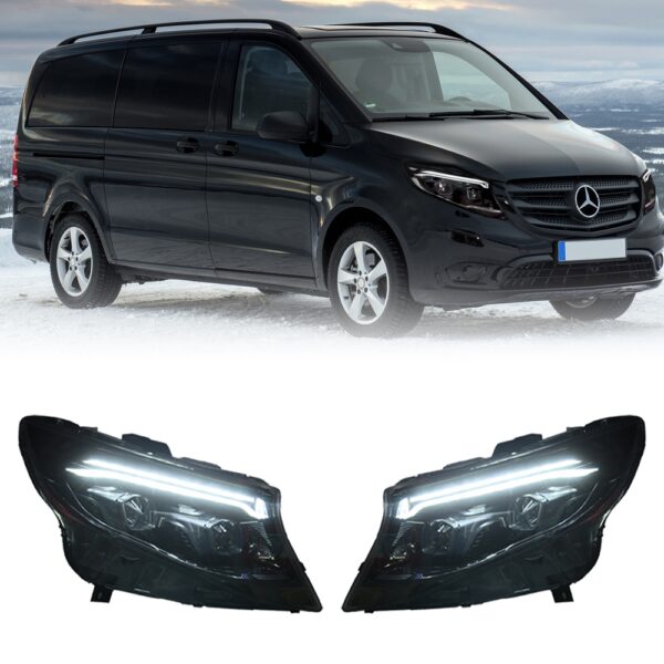 Headlights for Mercedes Benz V-Class Vito  2015-2024 with Dynamic Start Animation
