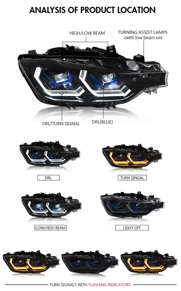 Headlight For 2013- 2015 BMW F30 3 Series F30 F35 - Image 10