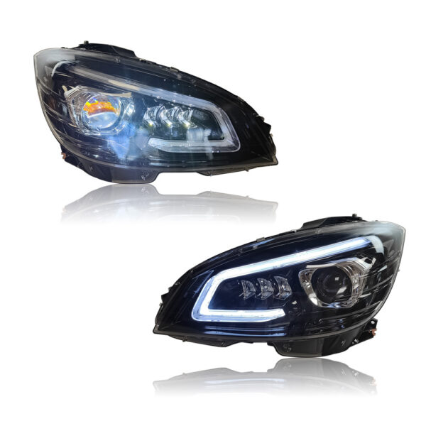 Headlights for Mercedes Benz C Class W204 Plug and Play Halogen Upgrade 08-11 GT Style Front Lamp - Image 9