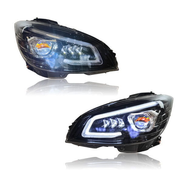 Headlights for Mercedes Benz C Class W204 Plug and Play Halogen Upgrade 08-11 GT Style Front Lamp - Image 11